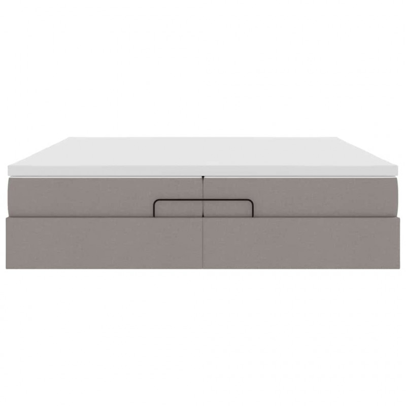 Rama łóżka otomana z materacami, taupe, 200x200 cm, tkanina