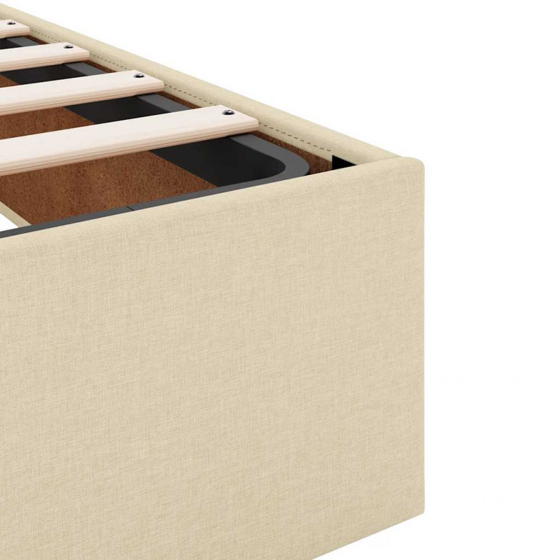 Rama łóżka otomana z materacami, kremowa, 200x200 cm, tkanina