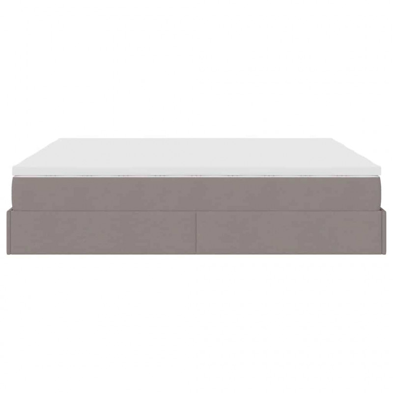 Rama łóżka otomana z materacami, taupe, 160x200 cm, tkanina