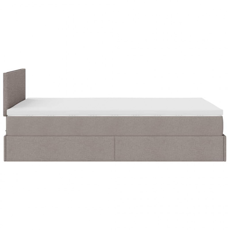 Rama łóżka otomana z materacem, taupe, 120x190 cm, tkanina