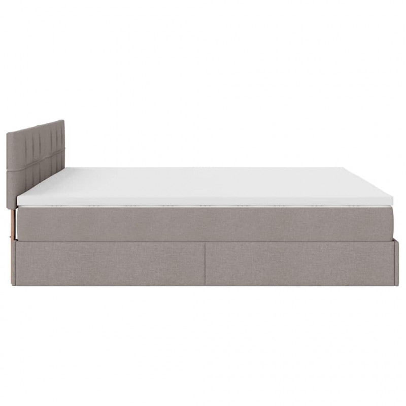 Rama łóżka otomana z materacem, taupe, 200x200 cm, tkanina