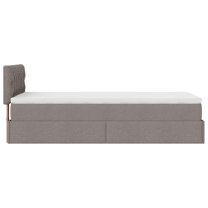 Rama łóżka otomana z materacem, taupe, 90x190 cm, tkanina