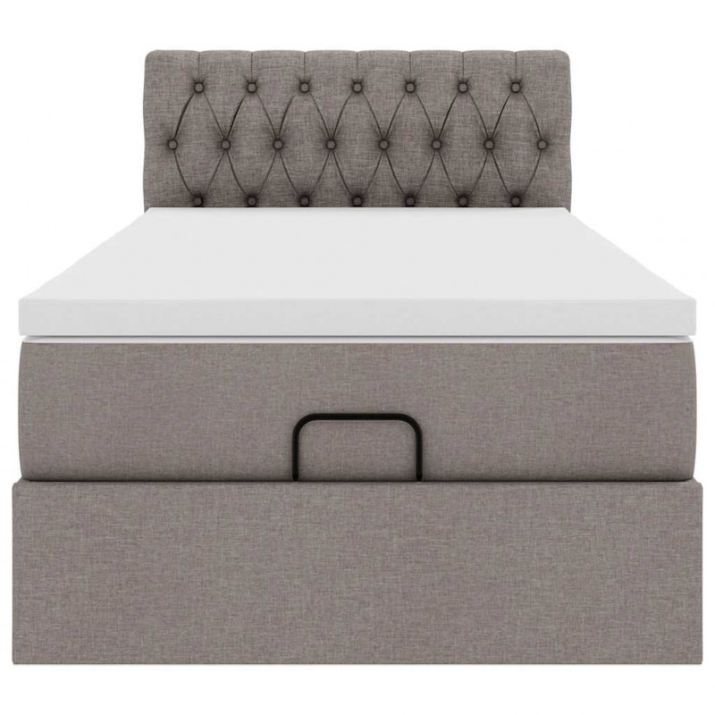 Łóżko otomana z materacem, taupe, 100x200 cm, tkanina