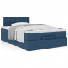 Rama łóżka otomana z materacem, niebieska, 120x190 cm, tkanina