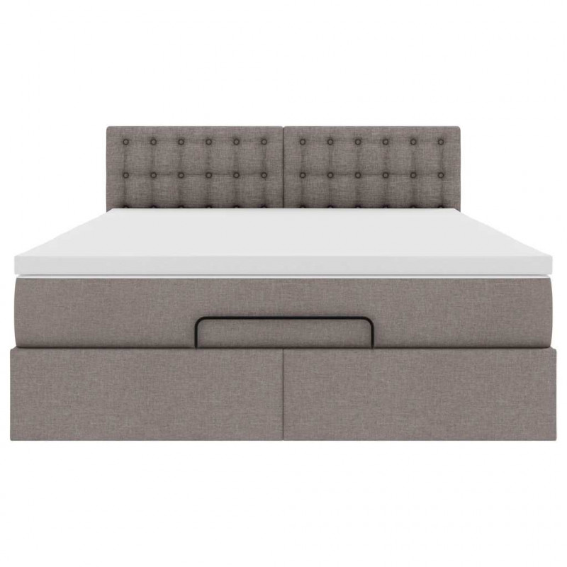 Łóżko otomana z materacem, taupe, 140x190 cm, tkanina