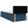 Rama łóżka otomana z materacem, niebieska, 90x200 cm, aksamit