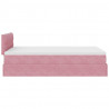 Rama łóżka otomana z materacem, różowa, 120x200 cm, aksamit
