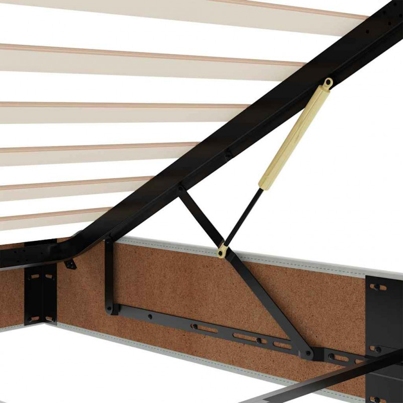 Rama łóżka otomana z materacem, szara, 90x190 cm, aksamit
