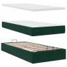 Rama łóżka otomana z materacem, zielona, 90x200 cm, aksamit