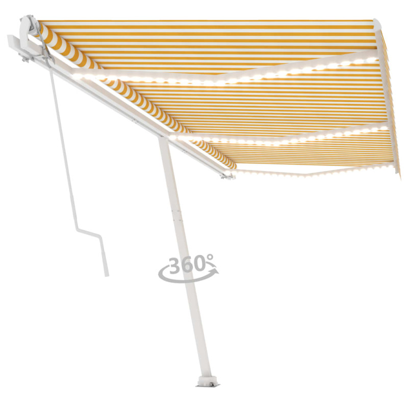 Automatycznie zwijana markiza, LED i czujnik wiatru, 600x350 cm