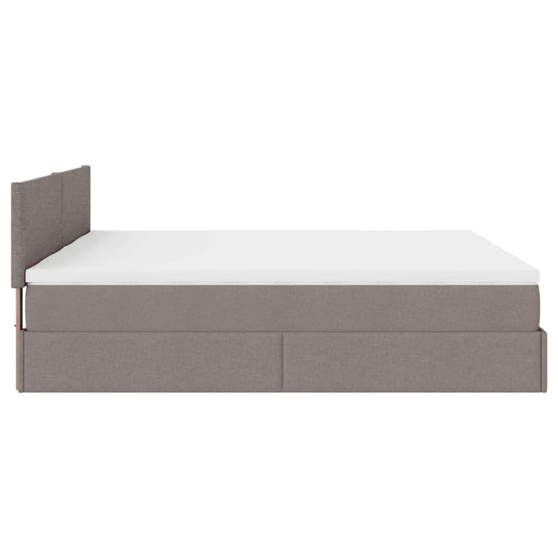 Rama łóżka otomana z materacami, taupe, 200x200 cm, tkanina