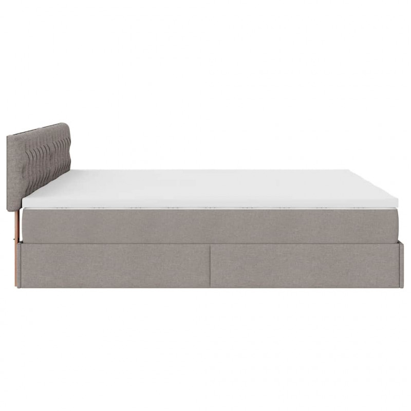 Rama łóżka otomana z materacami, taupe, 200x200 cm, tkanina