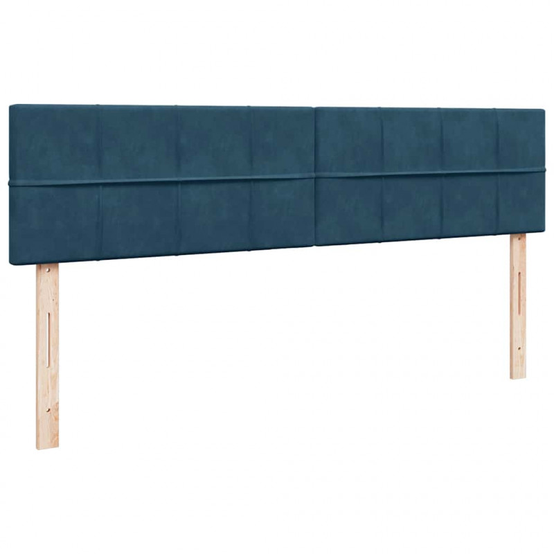 Rama łóżka otomana z materacami, niebieska, 200x200 cm, aksamit