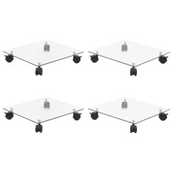 Podstawki pod doniczki, na kółkach, 4 szt., 35x35 cm, szklane