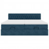 Rama łóżka otomana z materacami, niebieska, 160x200 cm, aksamit