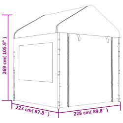 Namiot ogrodowy z dachem, biały, 13,38x2,28x2,69 m, polietylen