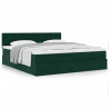 Rama łóżka otomana z materacami, zielona, 200x200 cm, aksamit