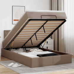 Łóżko otomana z materacami i LED, cappucino, 120x190cm ekoskóra