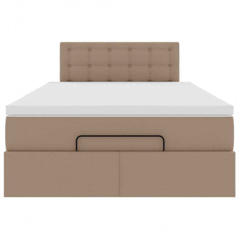 Łóżko otomana z materacami i LED, cappucino, 120x190cm ekoskóra