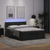 Łóżko otomana z materacami i LED, czarna, 140x190cm, ekoskóra