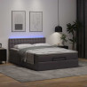 Łóżko otomana z materacami i LED, szara, 140x190cm, ekoskóra