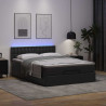 Łóżko otomana z materacami i LED, czarna, 140x200cm, ekoskóra