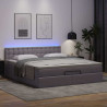 Łóżko otomana z materacami i LED, szara, 160x200cm, ekoskóra