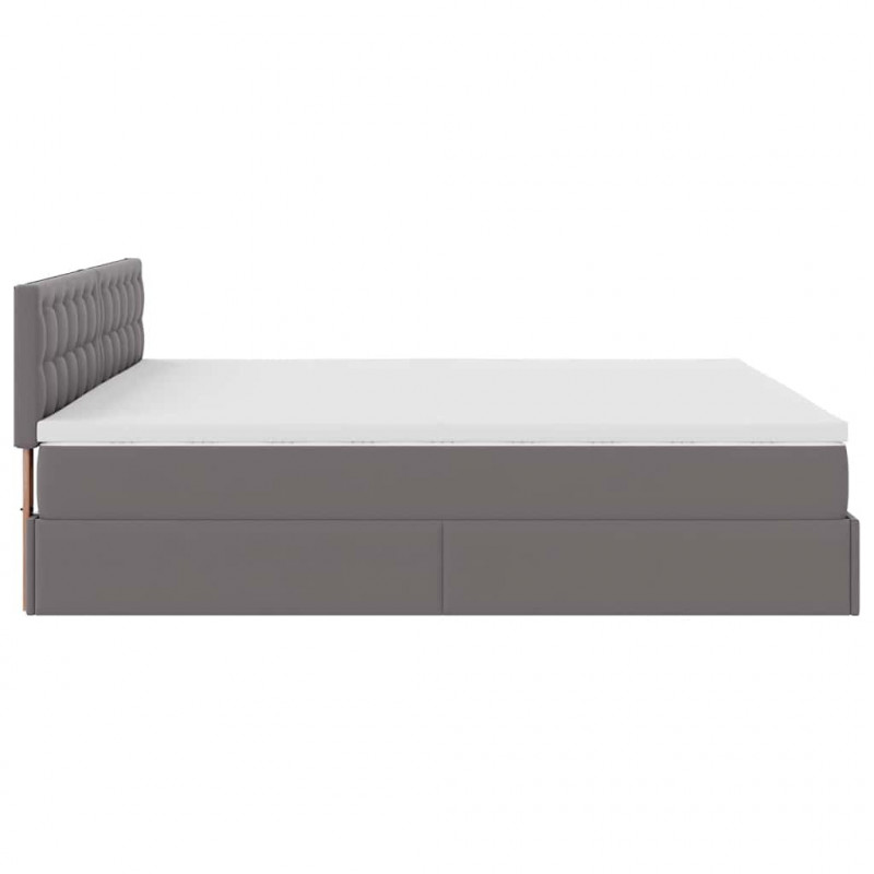 Łóżko otomana z materacami i LED, szara, 180x200cm, ekoskóra