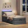 Łóżko Ottoman z materacem i LED, ciemnoszary, 80x200cm, tkanina