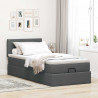 Łóżko Ottoman z materacem i LED, ciemnoszary, 80x200cm, tkanina
