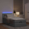 Łóżko Ottoman z materacem i LED, jasnoszary, 90x200 cm, tkanina