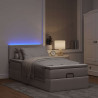 Łóżko otomana z materacem i LED, taupe, 90x200 cm, tkanina