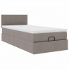 Łóżko otomana z materacem i LED, taupe, 90x200 cm, tkanina