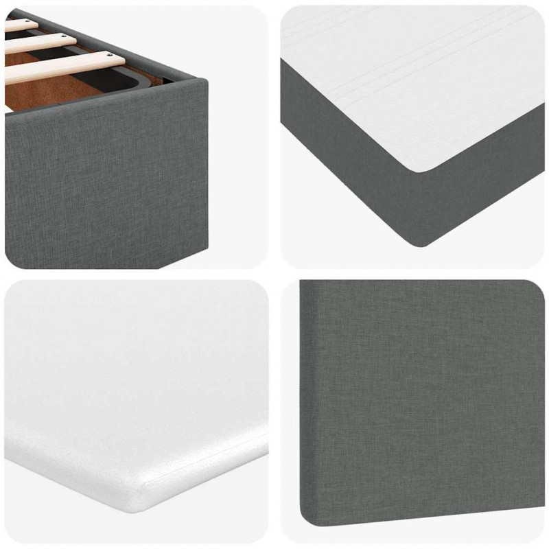 Rama łóżka otomana z materacem, szara, 100x200 cm, tkanina