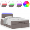 Łóżko otomana z materacem i LED, taupe, 120x190cm, tkanina
