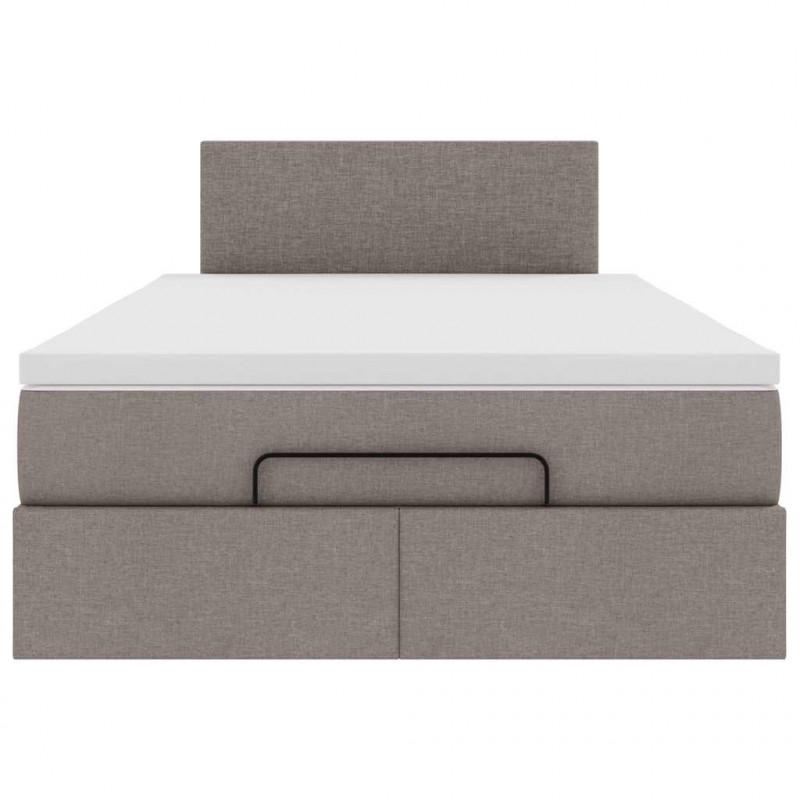 Łóżko otomana z materacem i LED, taupe, 120x190cm, tkanina