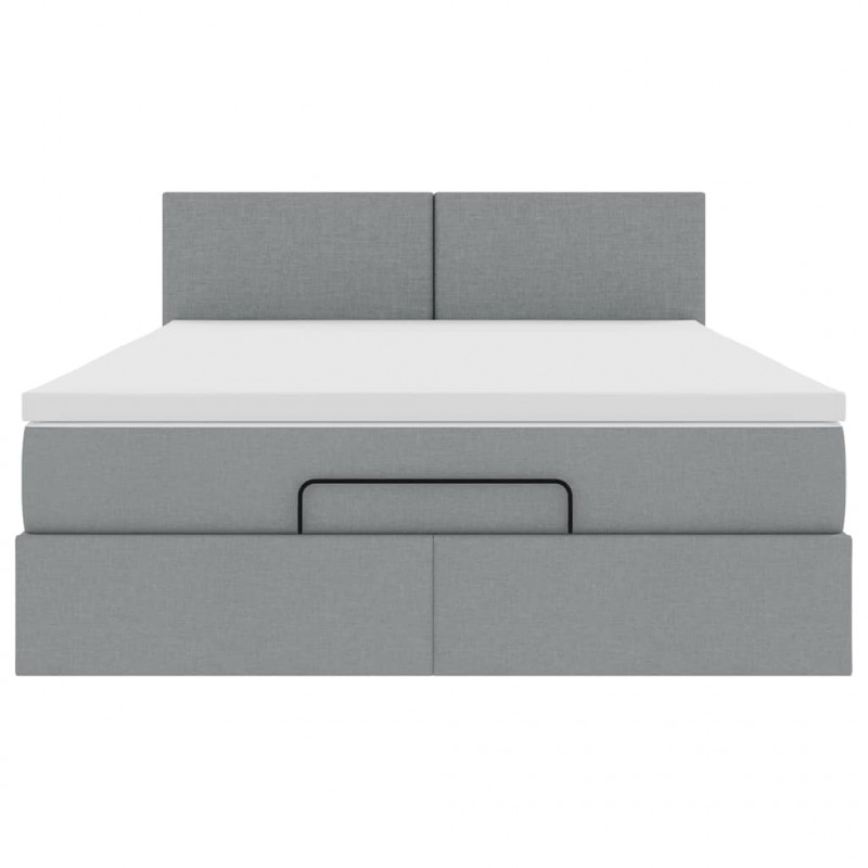 Łóżko Ottoman z materacem i diodami LED Jasnoszary 140x190 cm