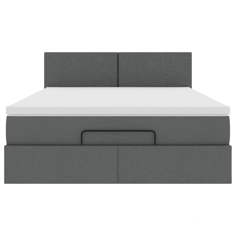 Łóżko Ottoman z materacem i diodami LED Ciemnoszary 140x190 cm