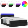 Łóżko Ottoman z materacem i diodami LED Czarny 140x190 cm