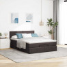 Łóżko otomana z materacem diodami LED ciemnobrązowe 140x190 cm