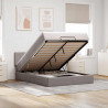 Łóżko otomana z materacem i diodami LED, taupe, 140x190 cm,