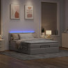Łóżko otomana z materacem i diodami LED, taupe, 140x190 cm,