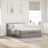 Łóżko otomana z materacem i diodami LED, taupe, 140x190 cm,