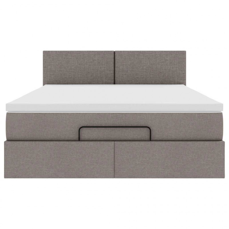 Łóżko otomana z materacem i diodami LED, taupe, 140x190 cm,