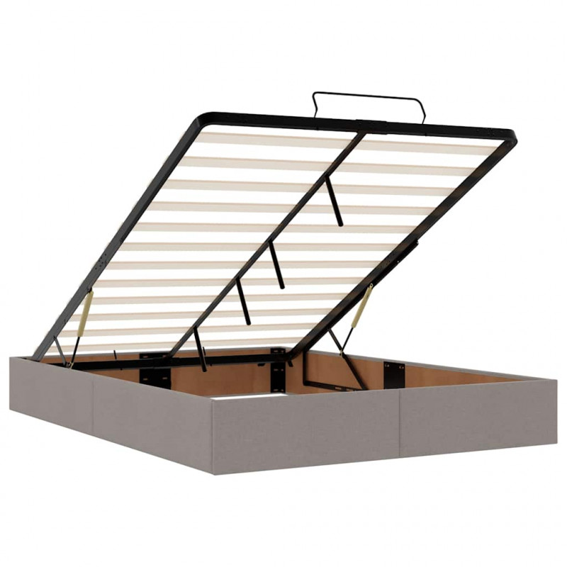 Łóżko otomana z materacem i diodami LED, taupe, 140x190 cm,