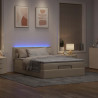 Łóżko Ottoman z materacem i diodami LED kremowe 140x190 cm