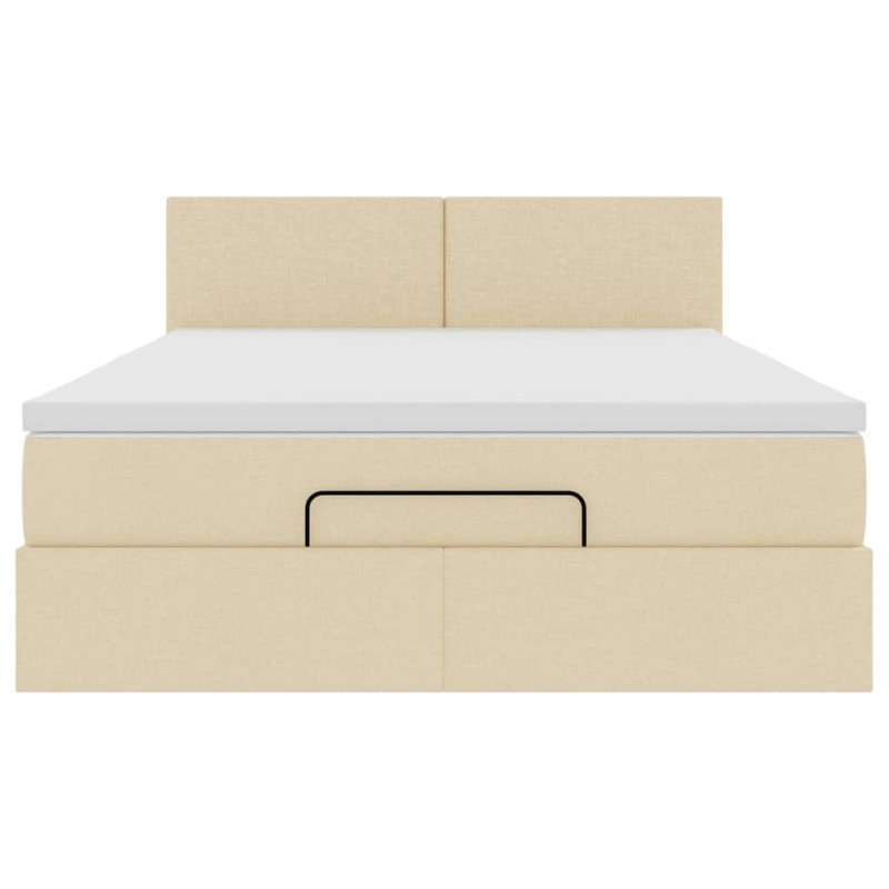 Łóżko Ottoman z materacem i diodami LED kremowe 140x190 cm