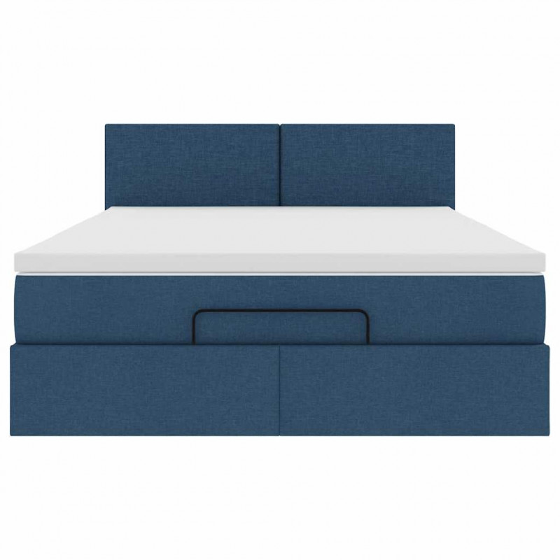 Łóżko Ottoman z materacem i diodami LED Niebieski 140x190 cm