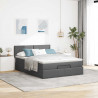 Łóżko otomana z materacem i diodami LED ciemnoszare 140x200 cm