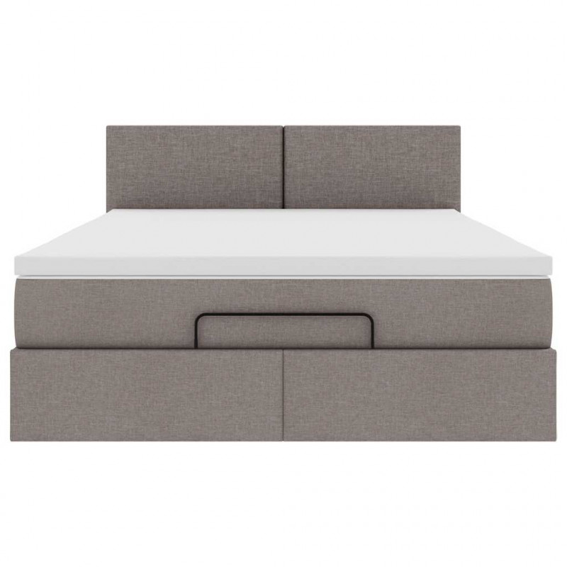 Łóżko otomana z materacem i diodami LED Taupe 140x200 cm